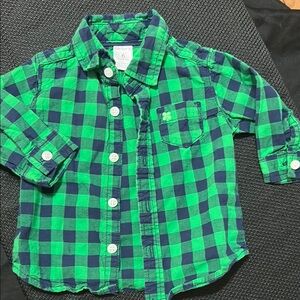 Green and Blue Plaid Kids Shirt